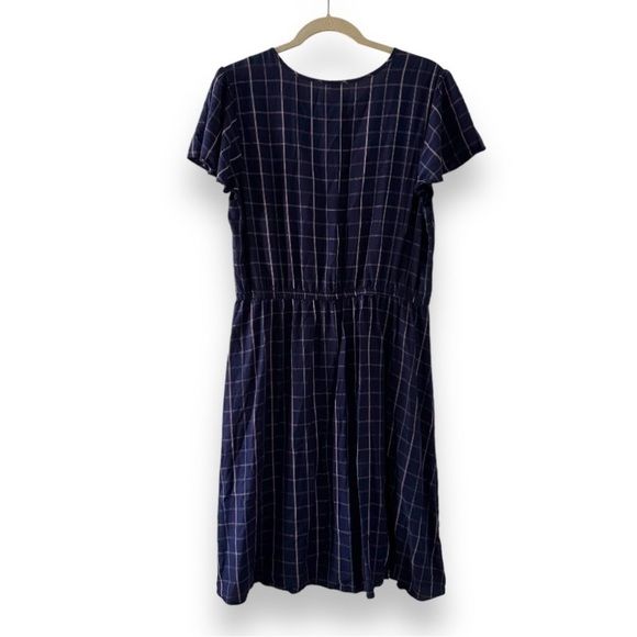 Old Navy Blue Plaid Waist-Defined Flutter-Sleeve Dress Women’s Size Large EUC - Picture 3 of 15
